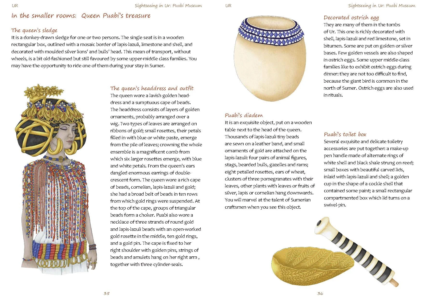 Pages from a children's illustrated guidebook to ancient Ur