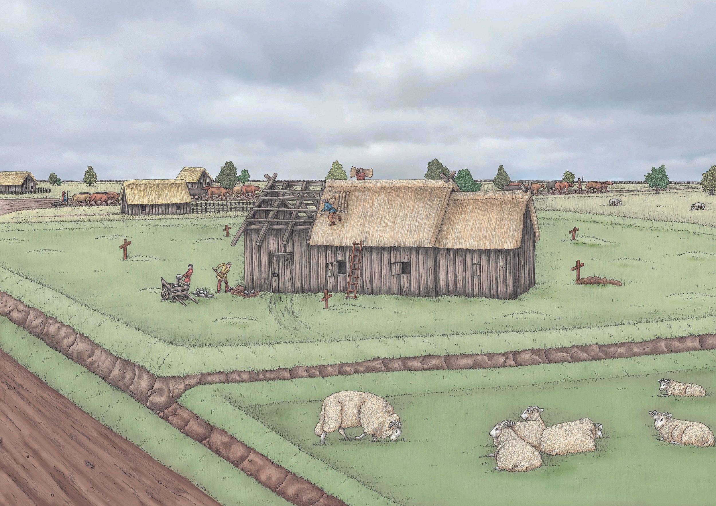 Reconstruction Illustration - 11th Century Cherry Hinton Church
