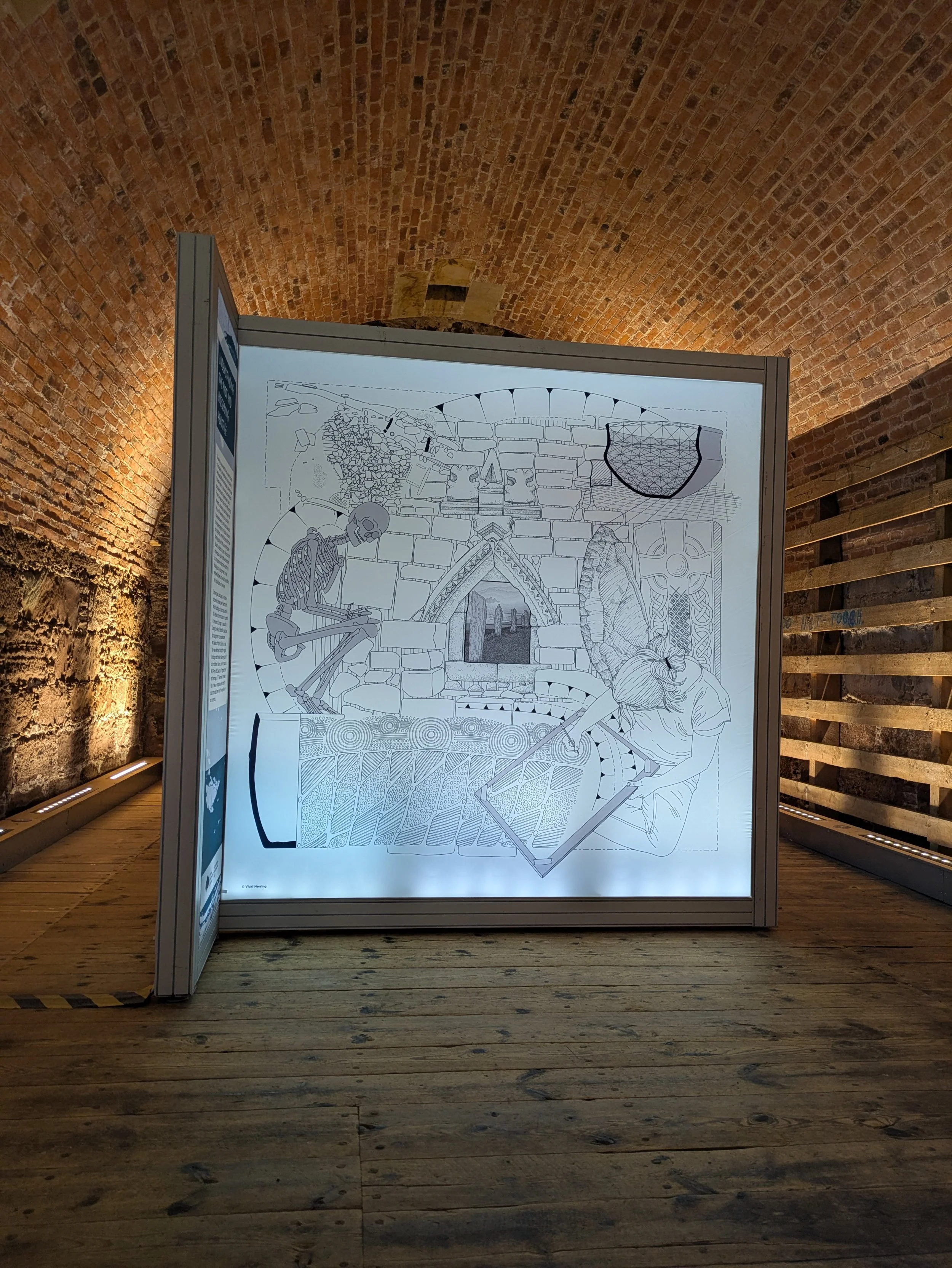 Exhibition board with my illustration in place at Fort George, Scotland