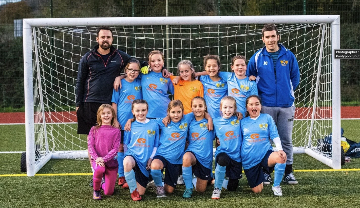 All girls football team