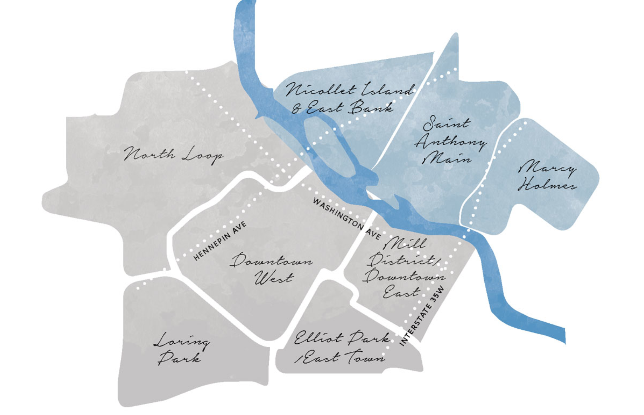 Historic Nicollet Island  |  East Bank  |  St. Anthony Main  |  Marcy Holmes