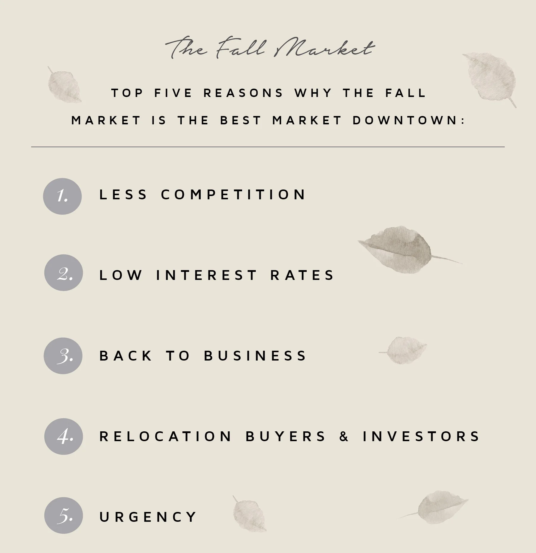 Top Five Reasons Why The Fall Market Is The Best Market Downtown
