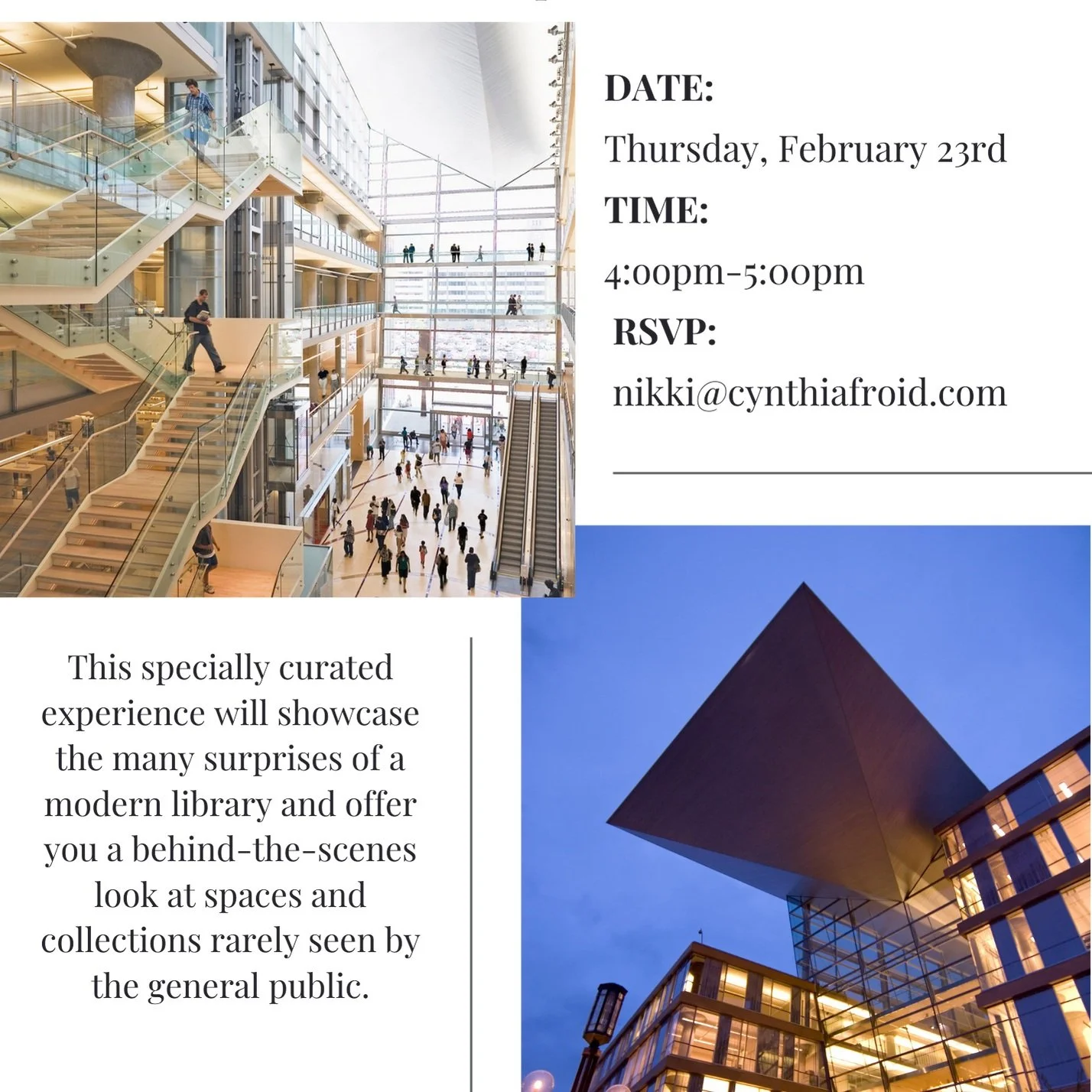 You're Invited: Minneapolis Central Library Private Tour *POSTPONED DUE TO WEATHER