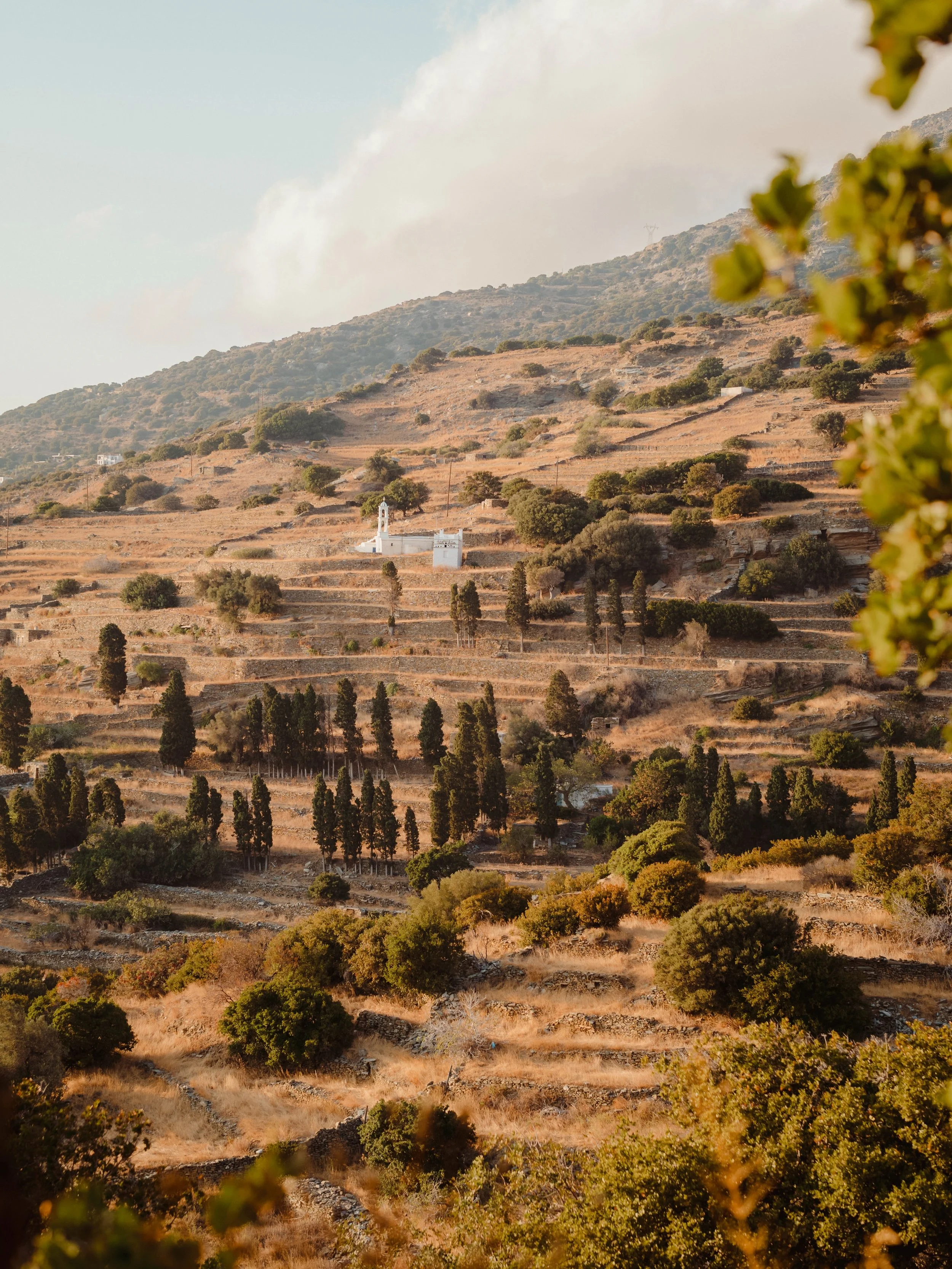 Tromarchion Monastery &rarr; Aidonia, via Korthi (Andros Hiking Trail 4)

Seven kilometres, a monastery, a few villages, more dry-stone walls than you could possibly count, old watermills, springs and one very good excuse to go swimming afterwards. T