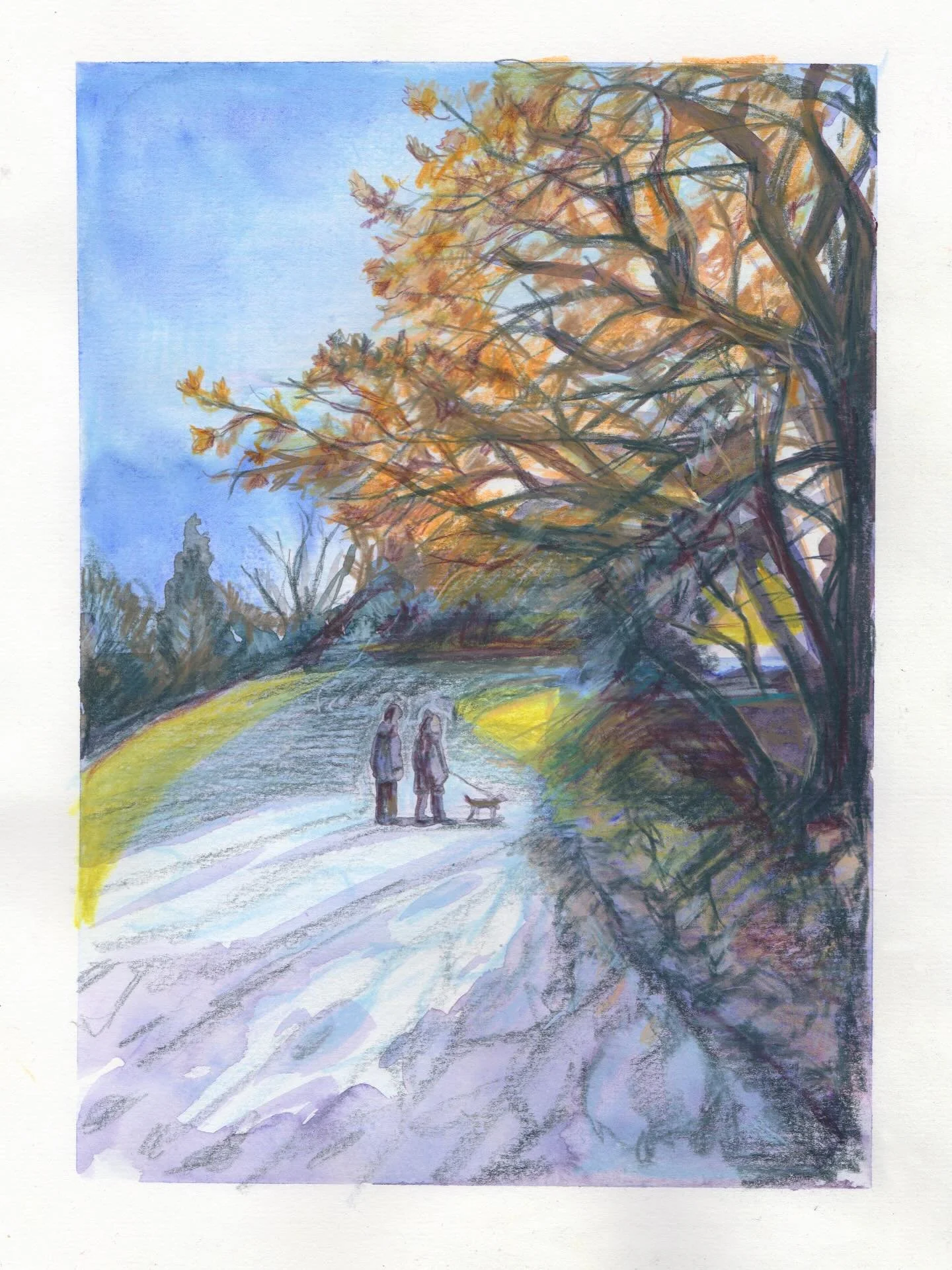 All the weathers, earlier in the week in Dulwich park. 

November has been a drawing month for me. 

I finished these couple of images I started in @lucia.vinti &lsquo;s wonderful People and Places course @citylit