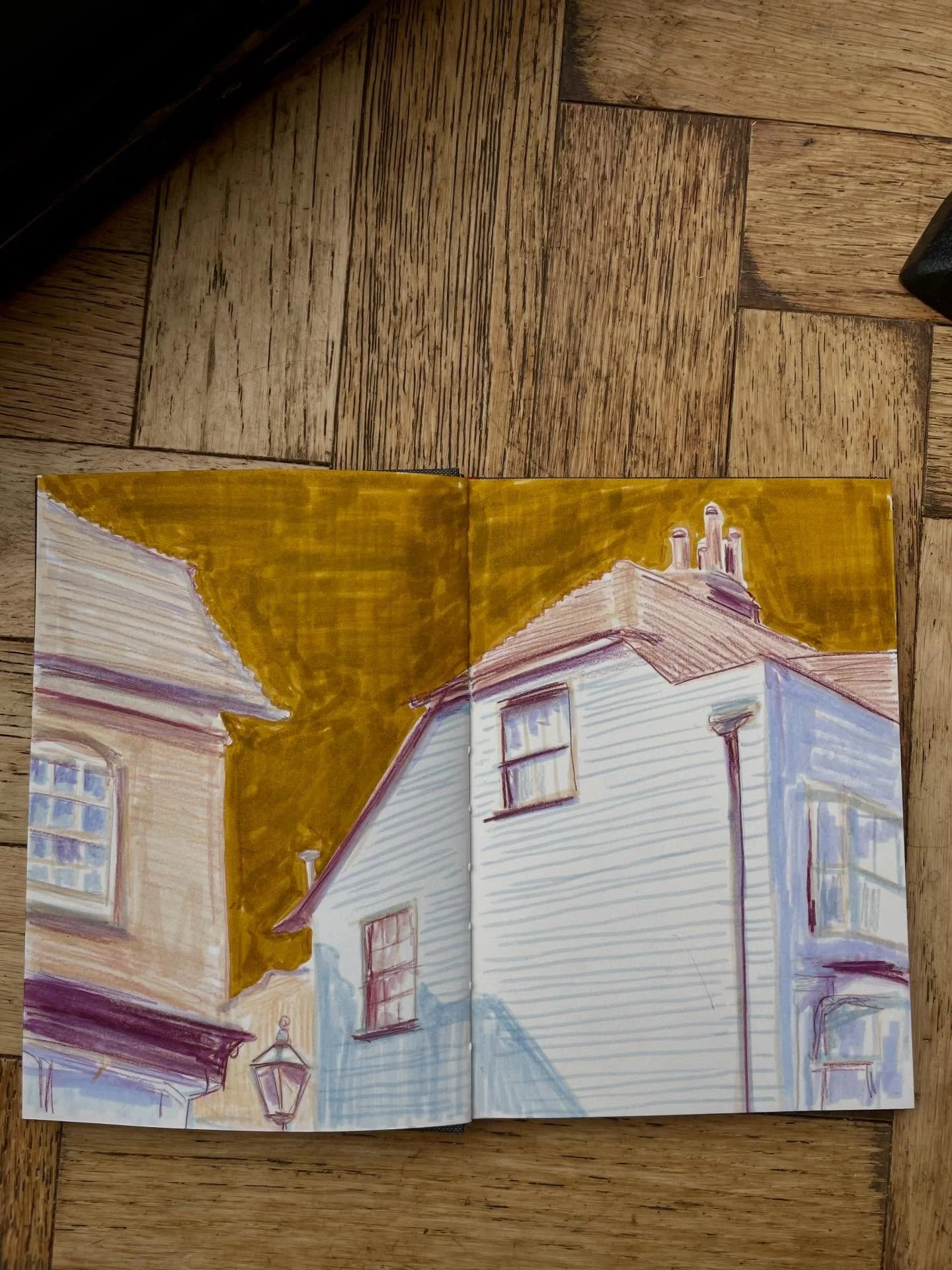 Drawings from around Rye last weekend, + train doodles