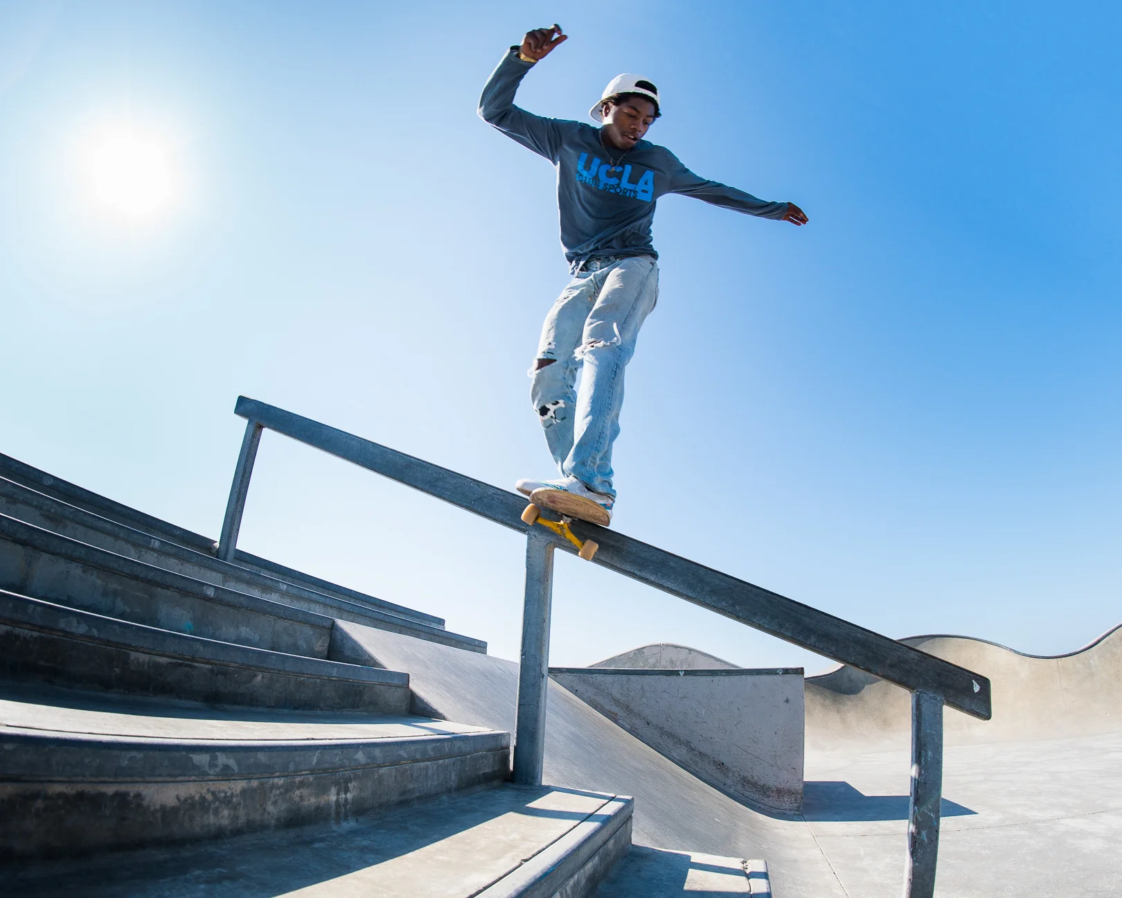 Michael Matlock backside lipslides the Venice Beach 8-set rail.