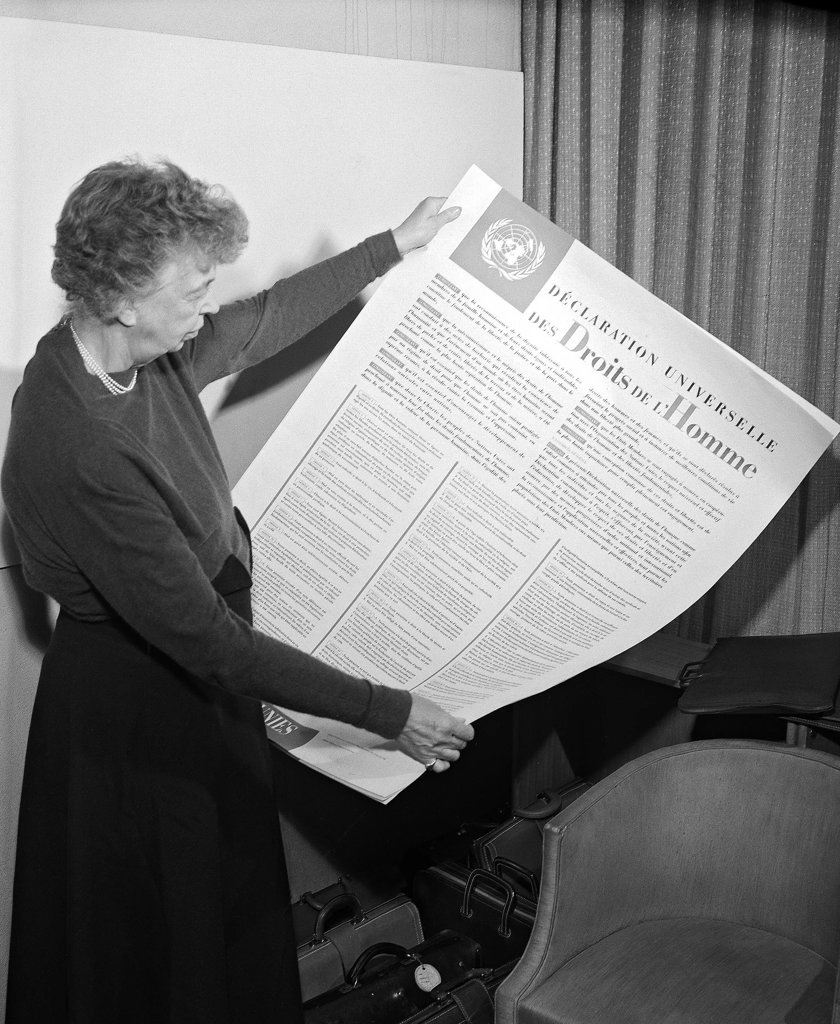 Eleanor Roosevelt holding a copy of Universal Declaration of Human Rights (Photo: United Nations/courtesy photo)