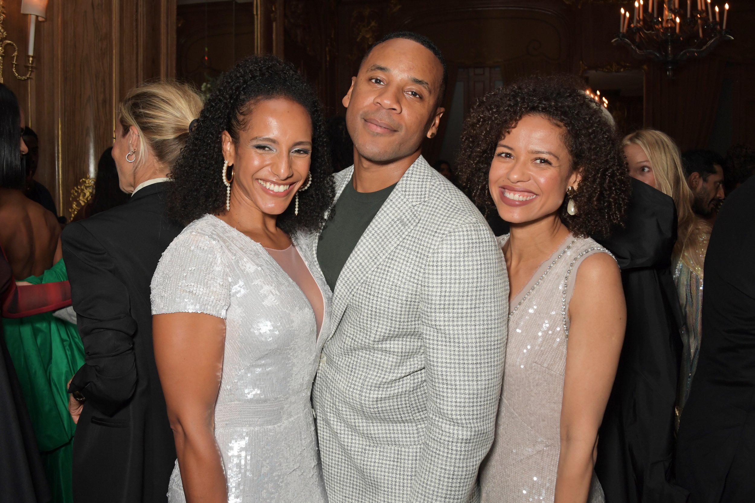  LONDON, ENGLAND - SEPTEMBER 04: (L to R) Afua Hirsch, Reggie Yates and Gugu Mbatha-Raw attend a celebration of Edward Enninful's new memoir "A Visible Man" at Claridge's Hotel on September 4, 2022 in London, England. (Photo by David M. Benett/Dave B