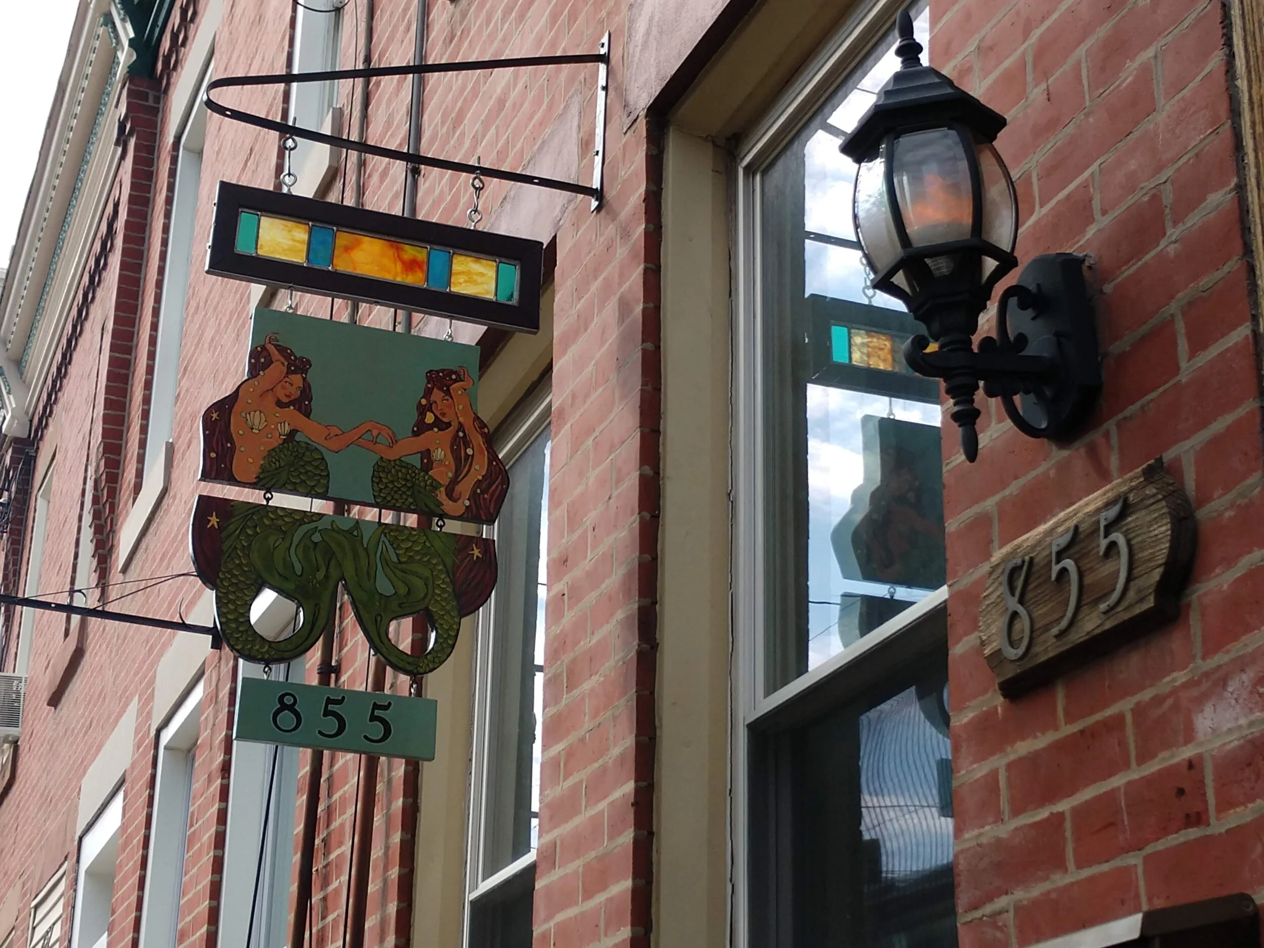 As the sun shifts, the stained glass changes color ever so slightly.