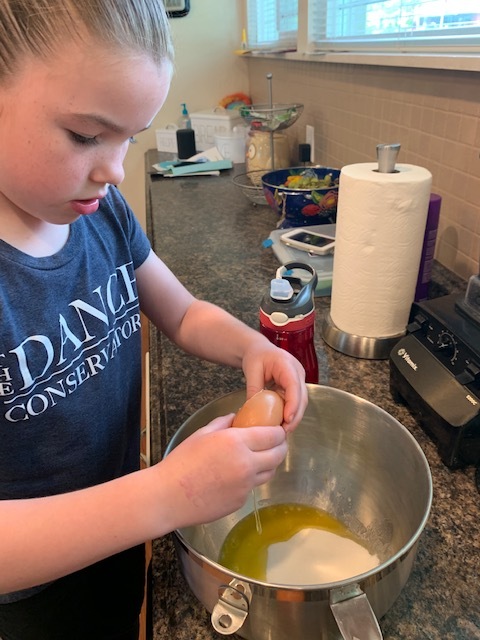 After mashing the bananas, get the sugar and eggs and combine them. Oh, make sure your butter is almost all the way melted. I don’t know why, but the bread turns out better with melted butter.