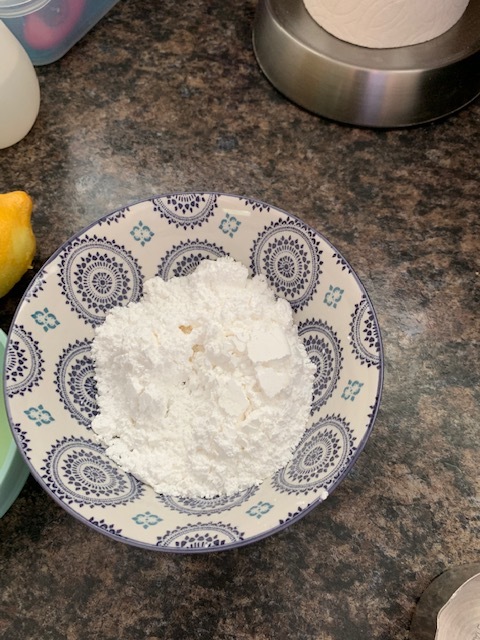 While cookies are cooling, make the glaze. powdered sugar and lemon juice (I doubled the glaze part.)