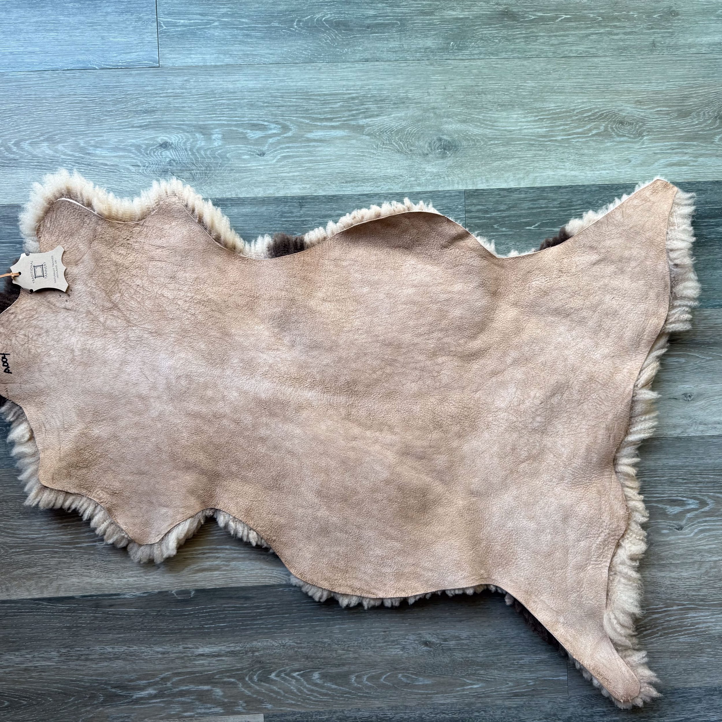 Leather side of lambskin.