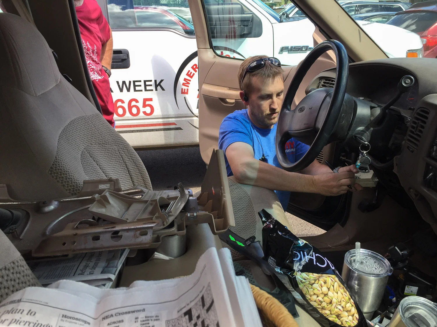 Working on the truck in McCall Idaho.