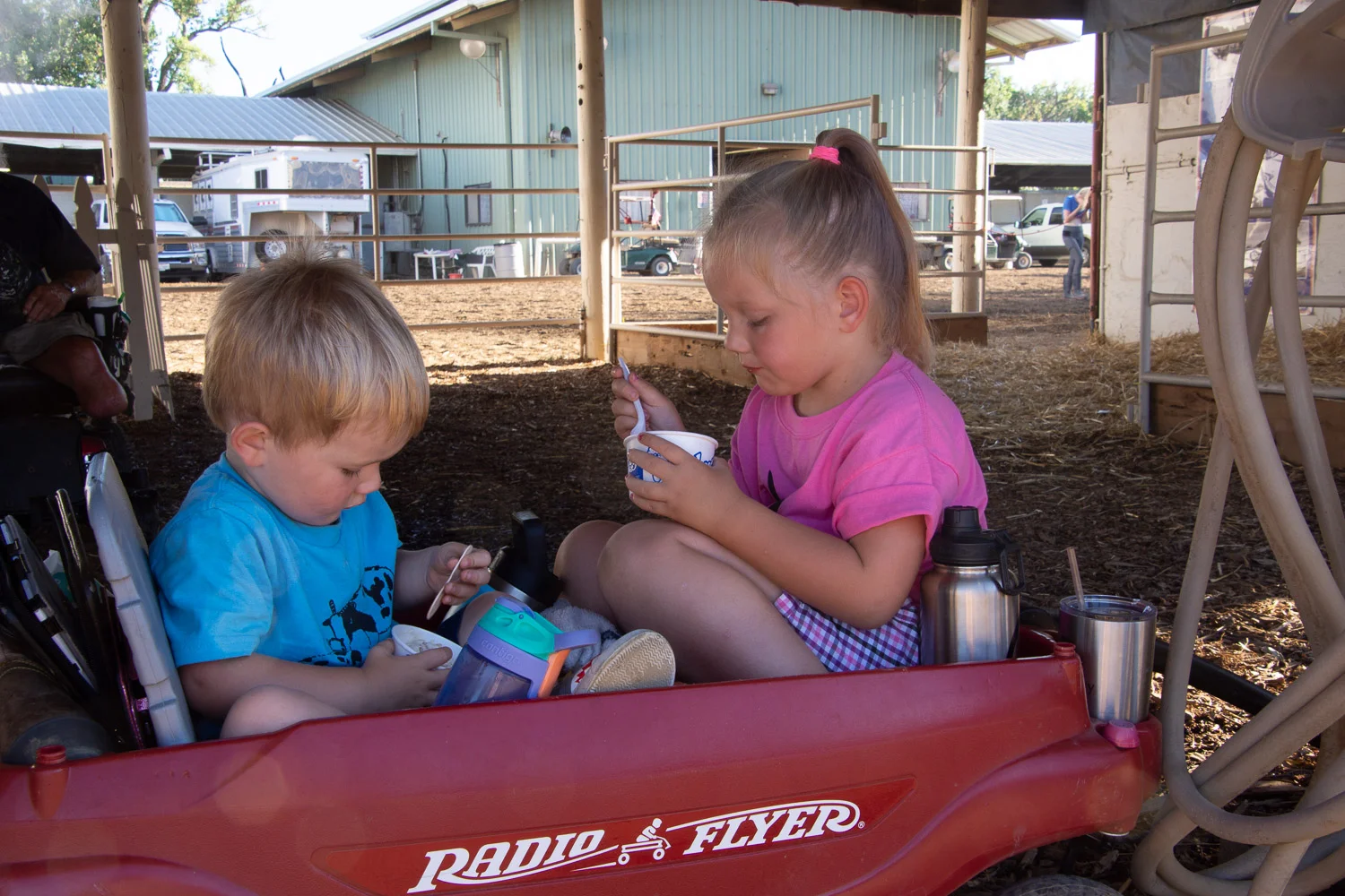 Eating ic cream on a hot afternoon at the Californnia state fair.