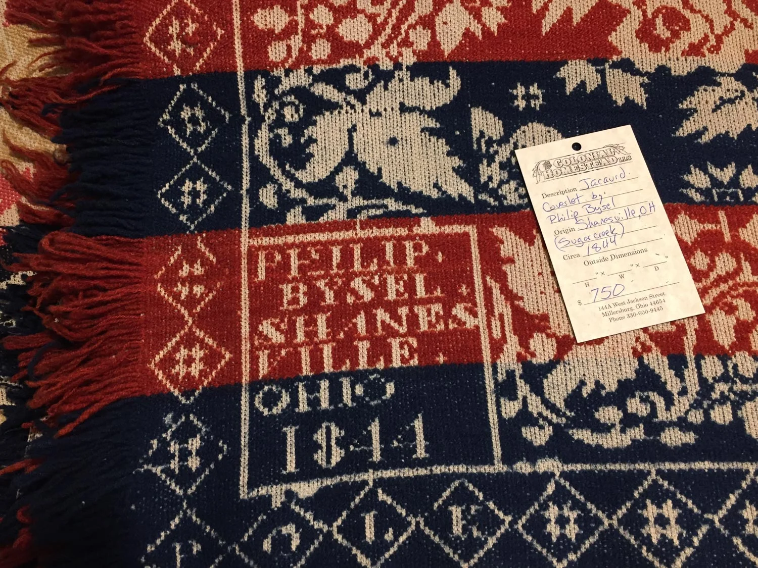 Coverlet 1844 at Colonial Homestead in Ohio.