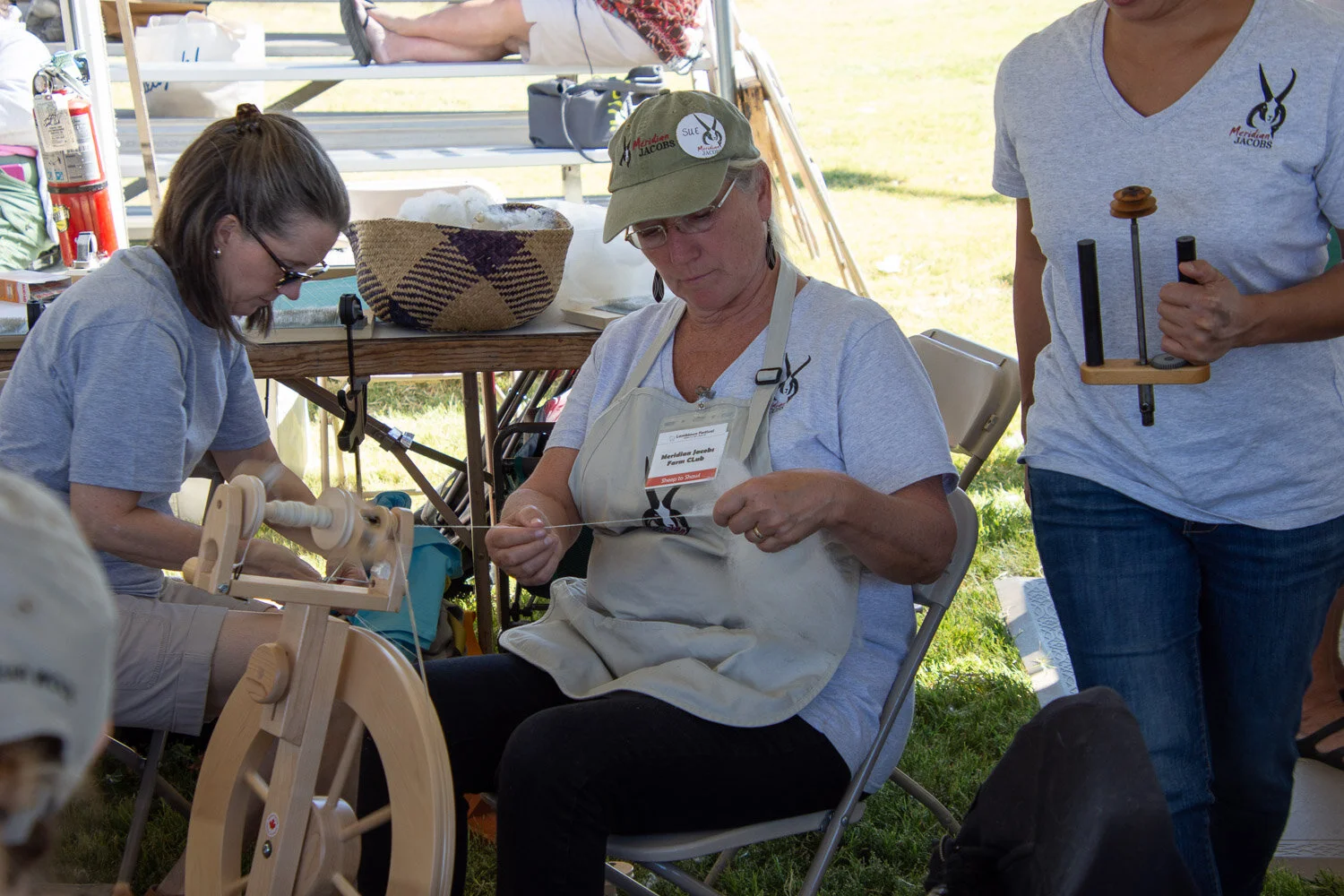 Spinner at sheep to shawl contest