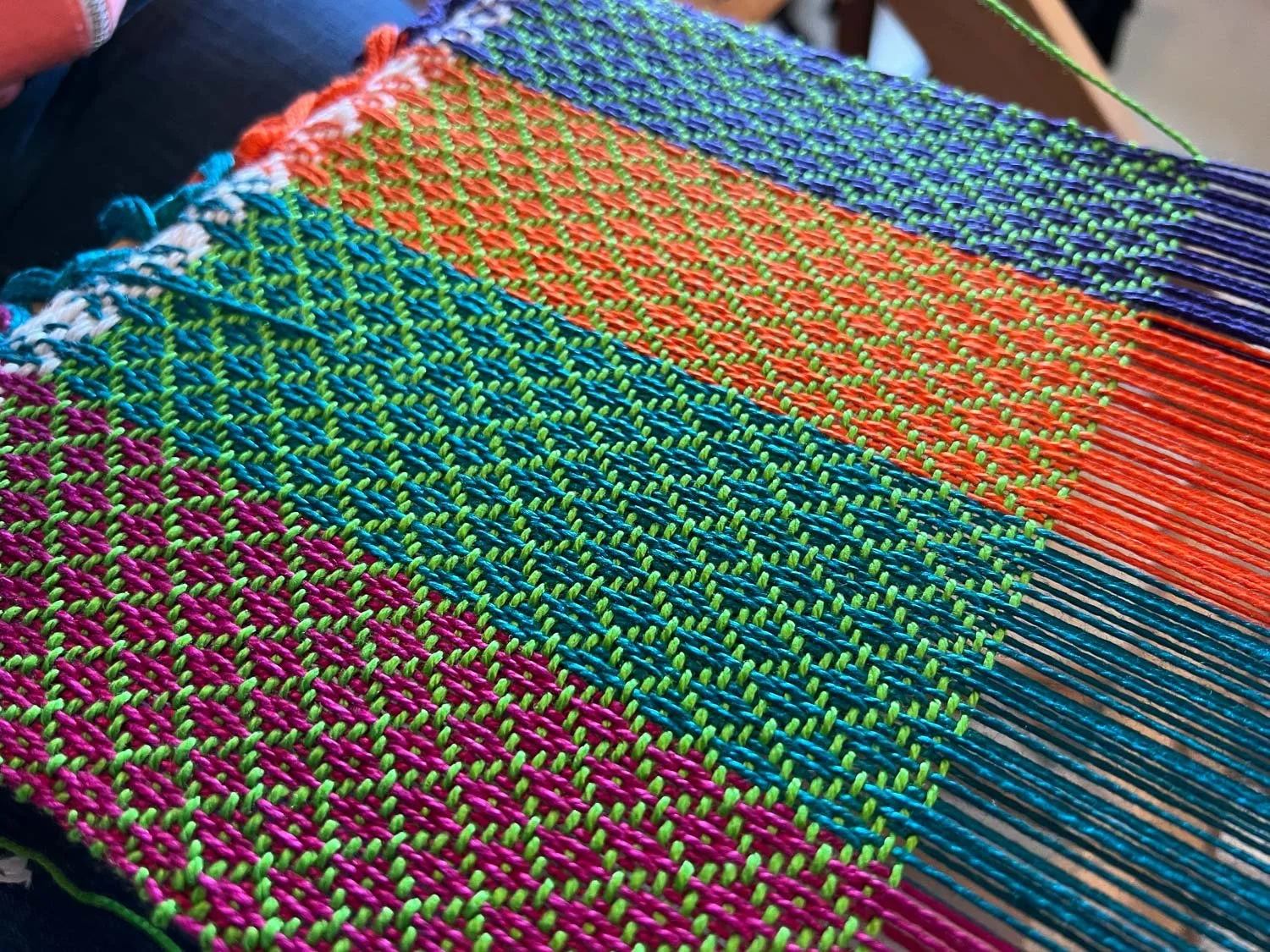 Weaving class project on the loom