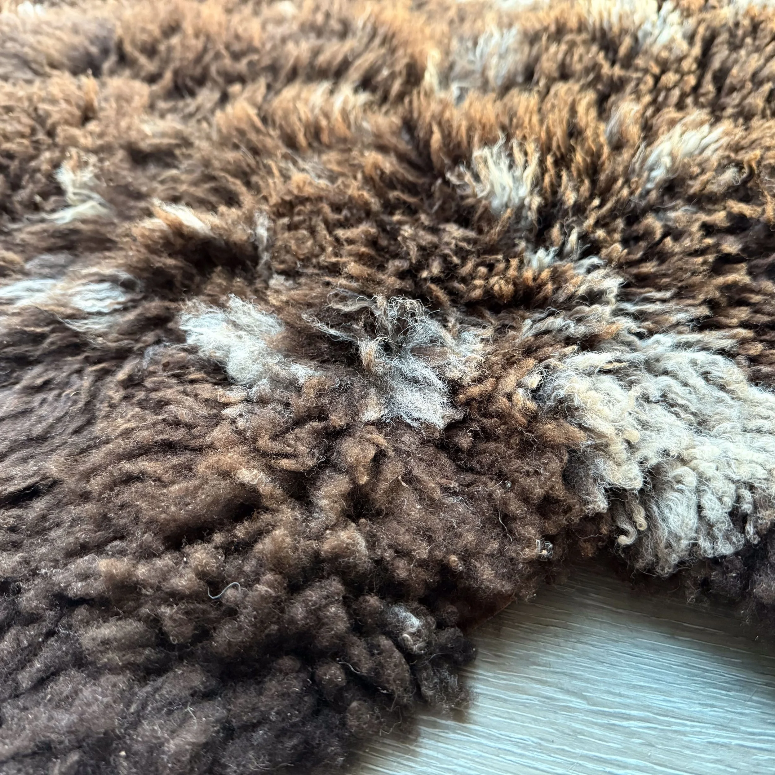 Close up of wool on lambskin.