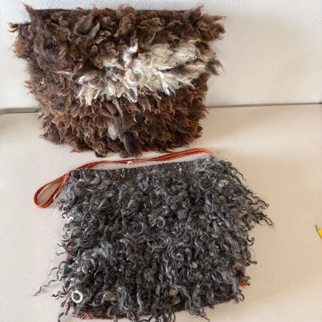 Pillow and bag woven using Vararfeldur.