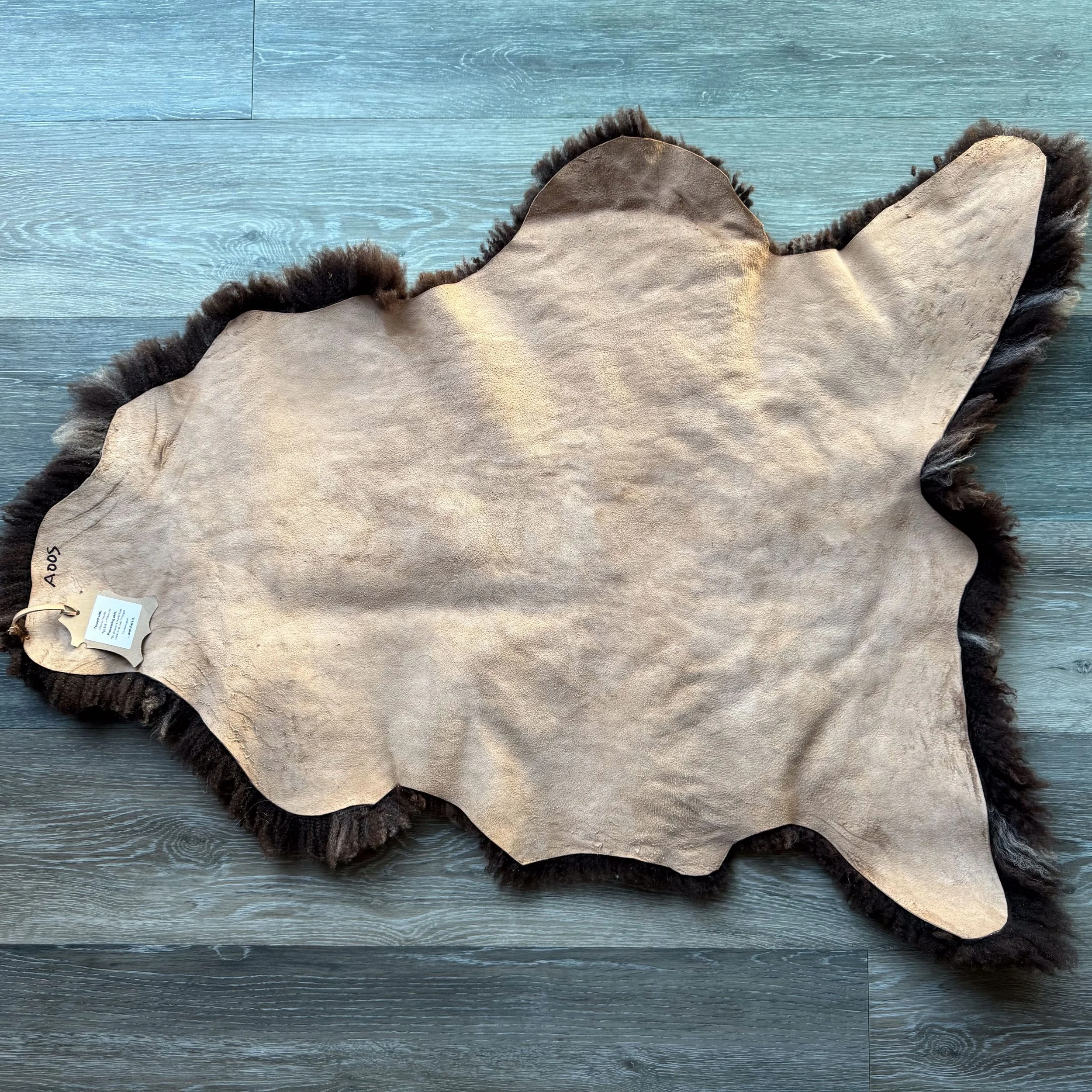 Leather side of lambskin.