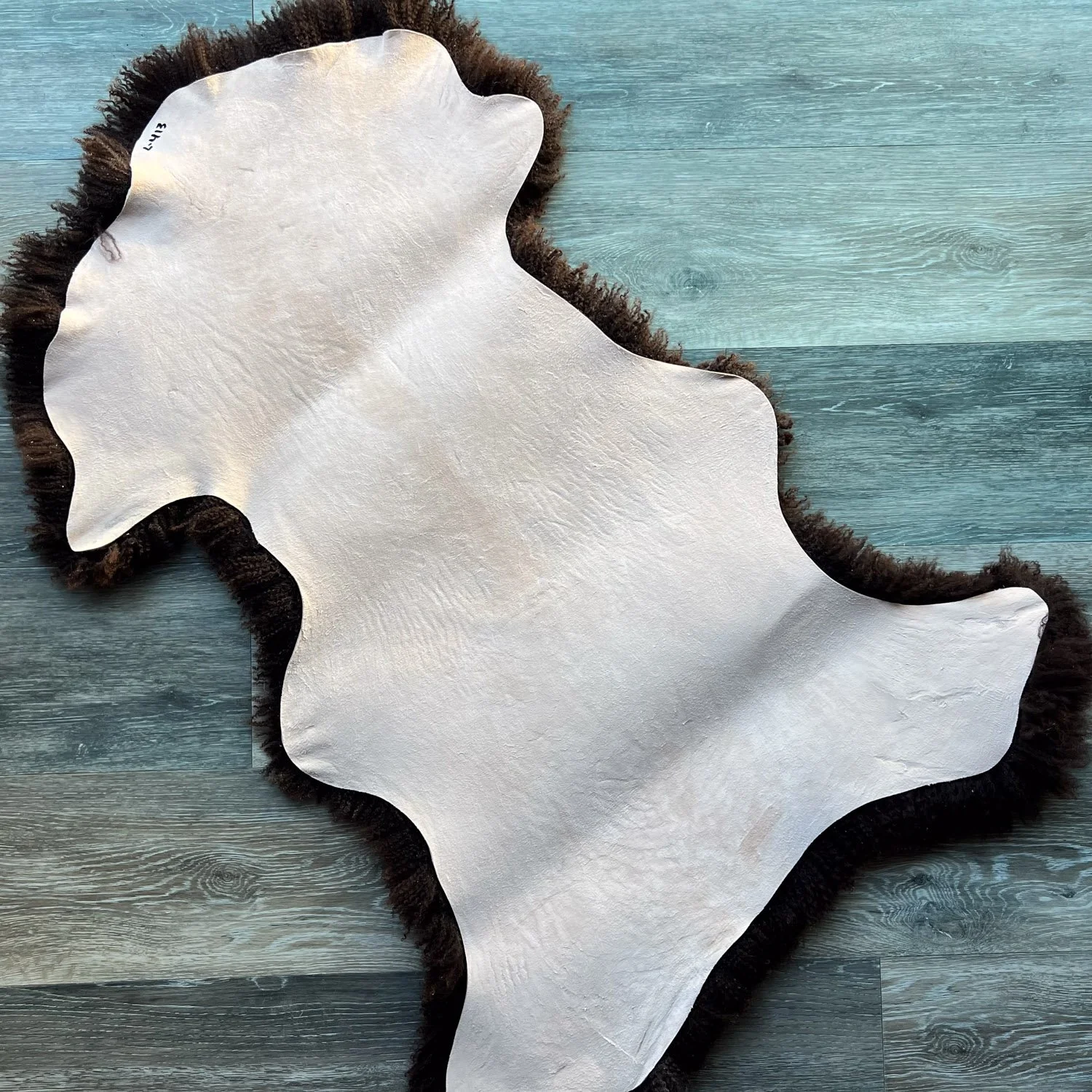 Back of chocolate lambskin.