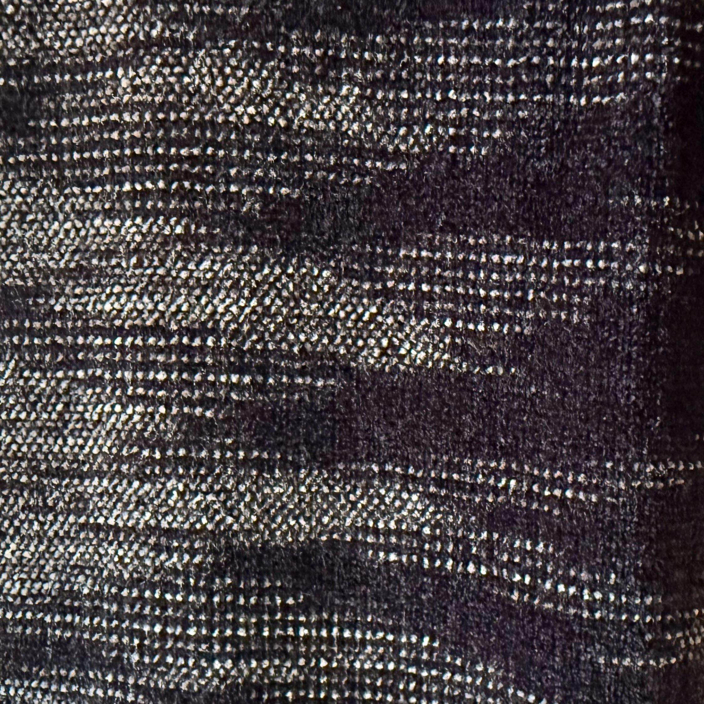 Detail of chenille scarf in black and gray.