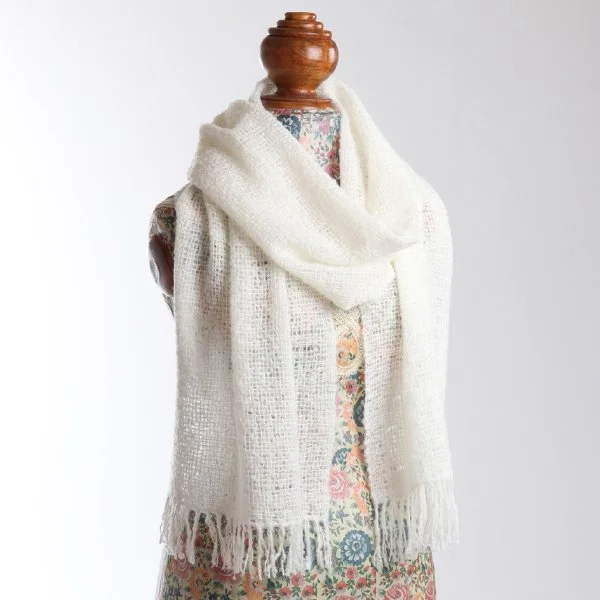 Merino Boucle shawl woven with Ashford weaving kit.