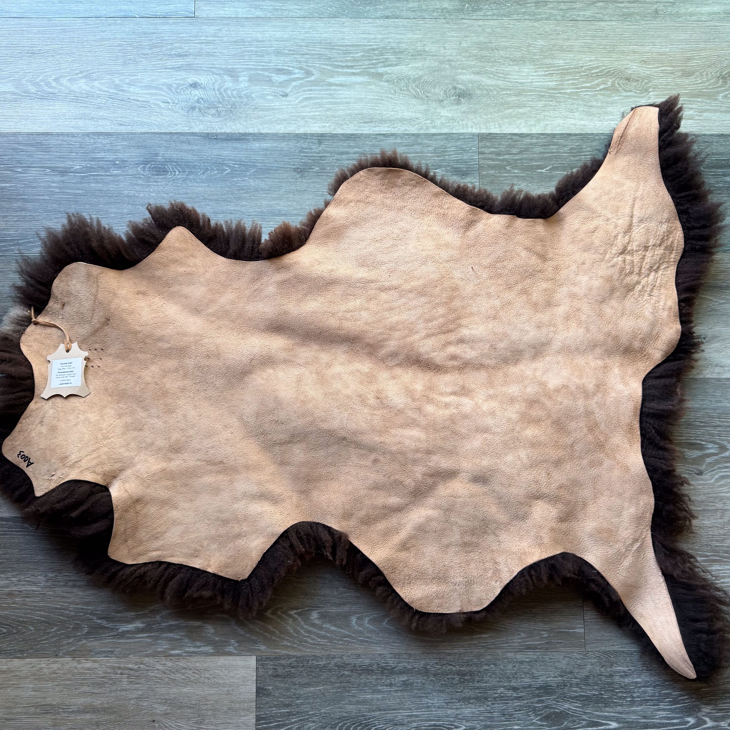 Leather side of lambskin.