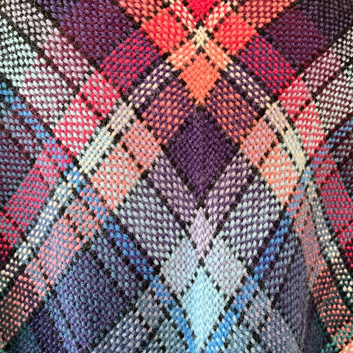 Detail of handwoven shawls in multiple colors
