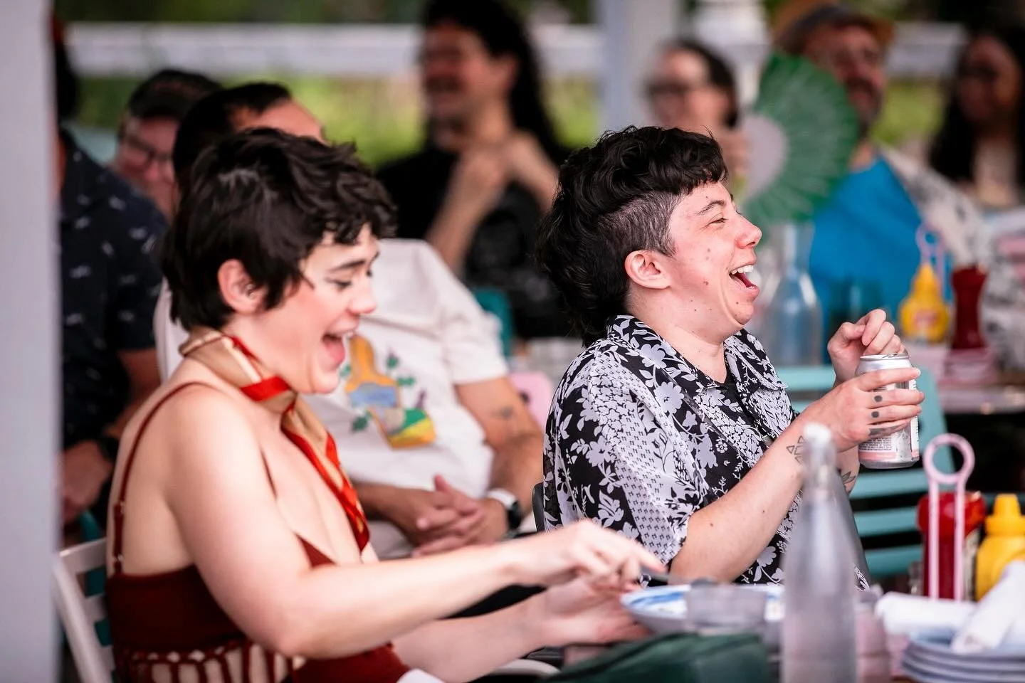 We really did it, we really caught the one night of this summer that wasn&rsquo;t 900 degrees and threw The Bi Wives Club Beach Party Comedy bash for the books! 💯☠️

Big thanks to @aura_onthelake for hosting us and for having a killer menu🍹🍔, big 