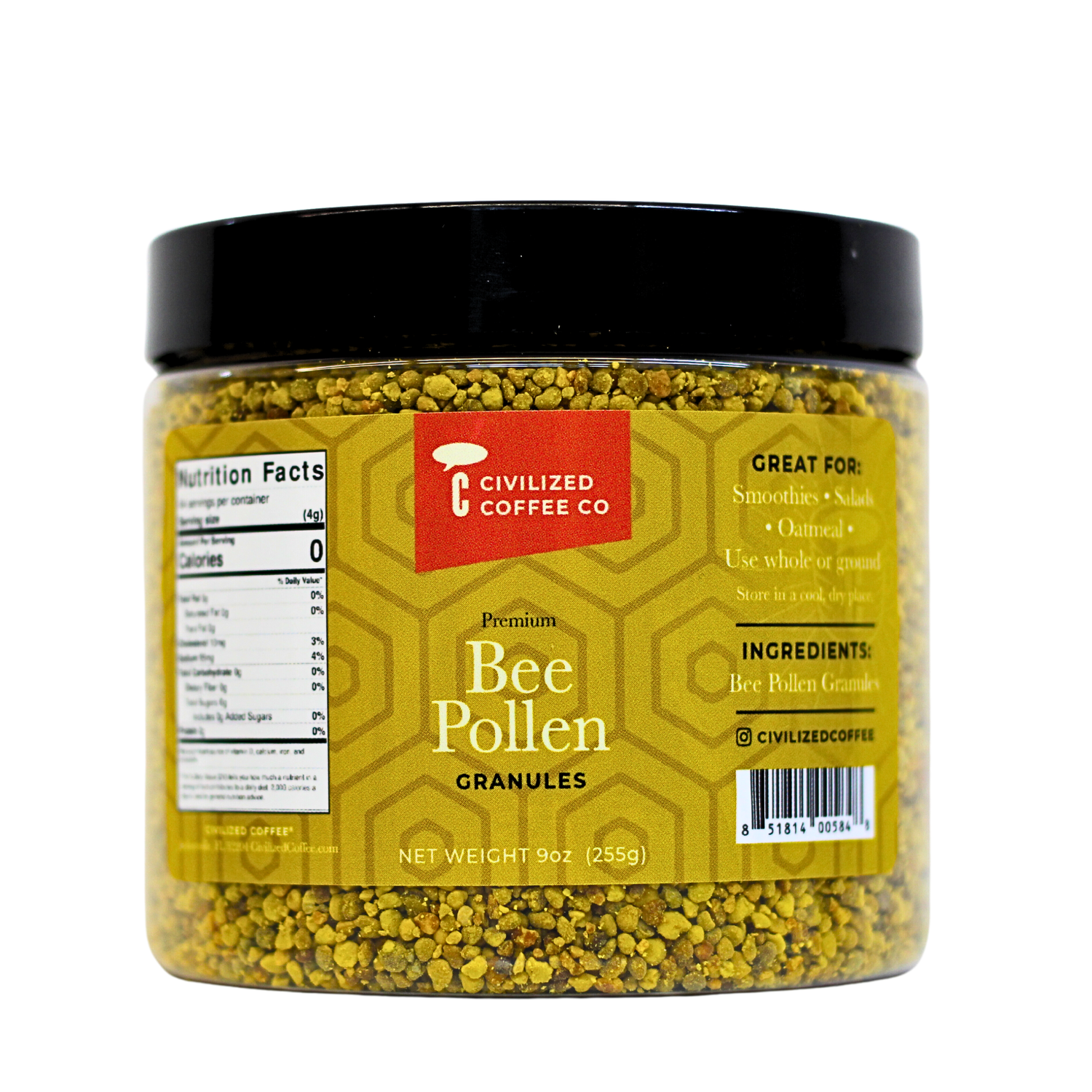 Bee Pollen Granules for Smoothies & Toppings Jar (9oz) — Civilized