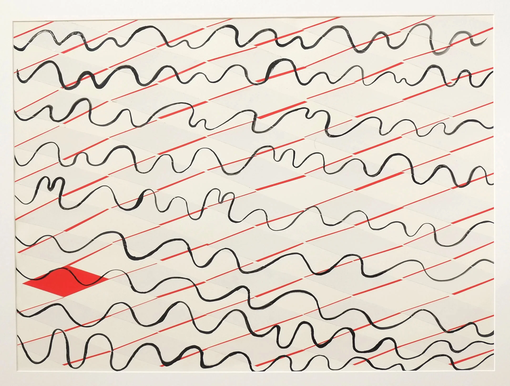 level playing field 2018 78 x 56 cm ink, warning tape, 300 gsm Bockingford paper