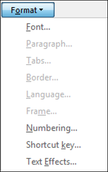 Image of the Format button access extra options in Microsoft Word