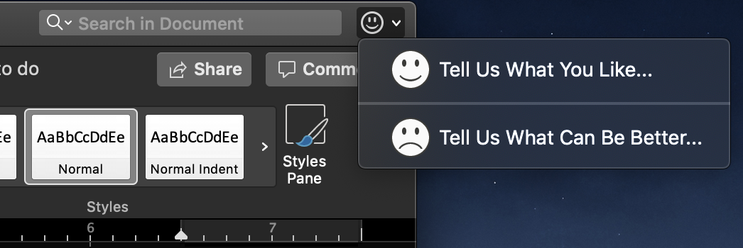 Mac Microsoft Word Feedback Buttons