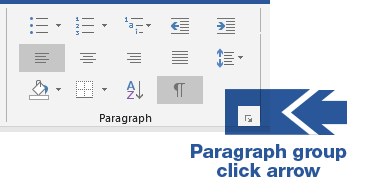 Paragraph Group - Click Arrow