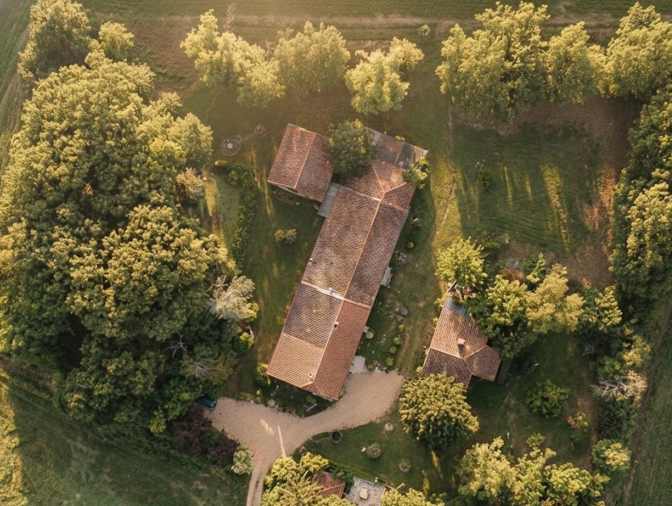 Vue aérienne de la Ferme de la Bascule