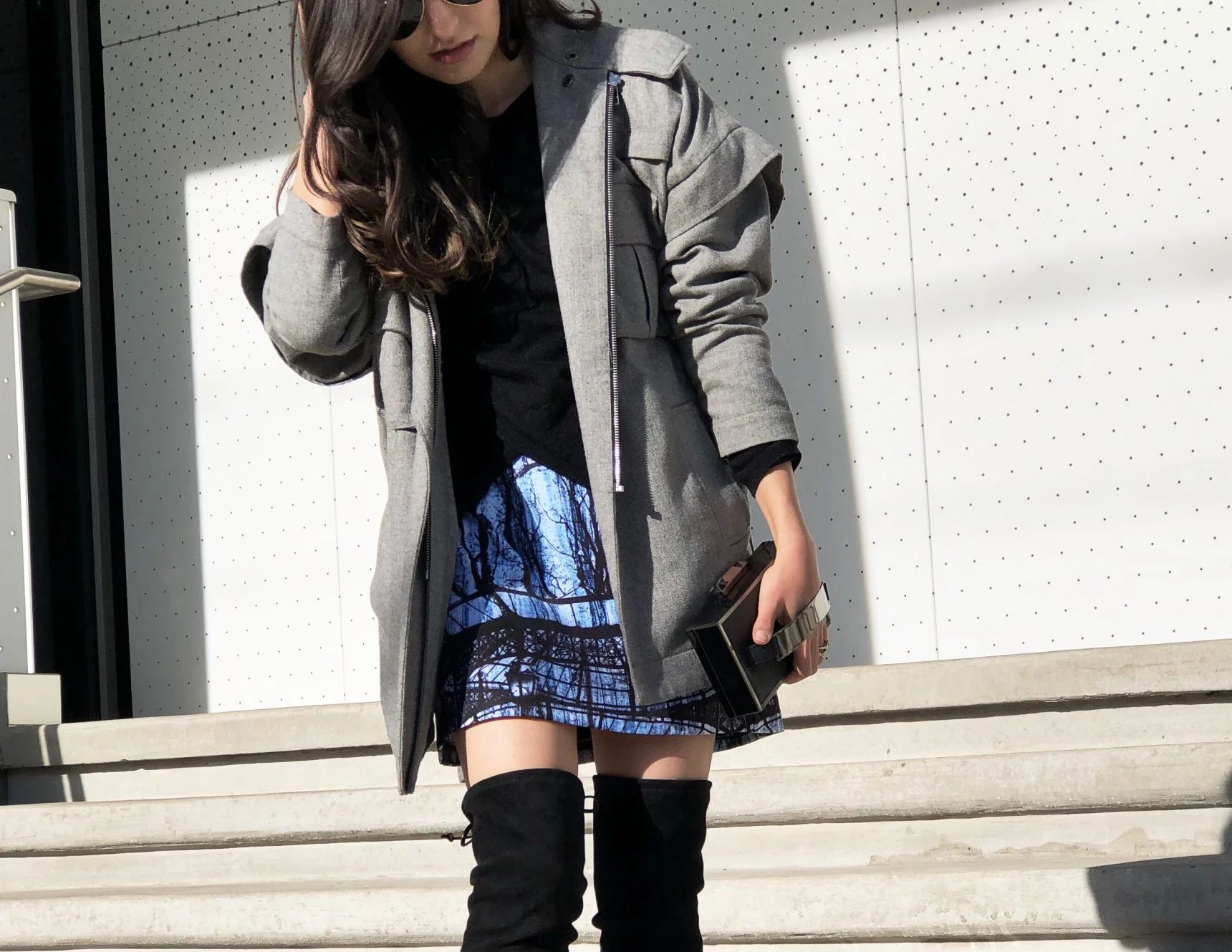 Branching out | Statement Skirt with Gray Jacket