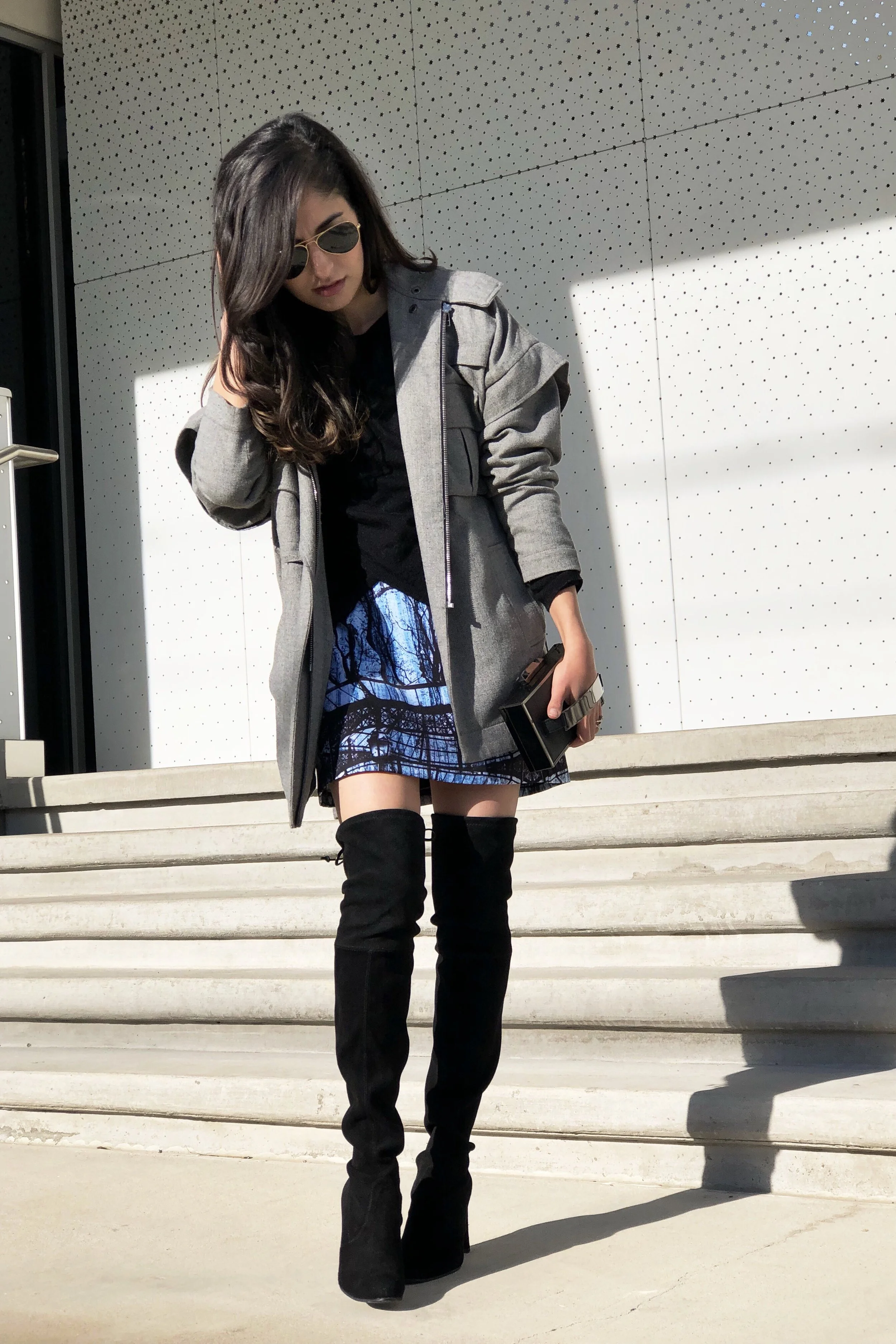 DesignerLipService.com | Statement skirt with gray jacket