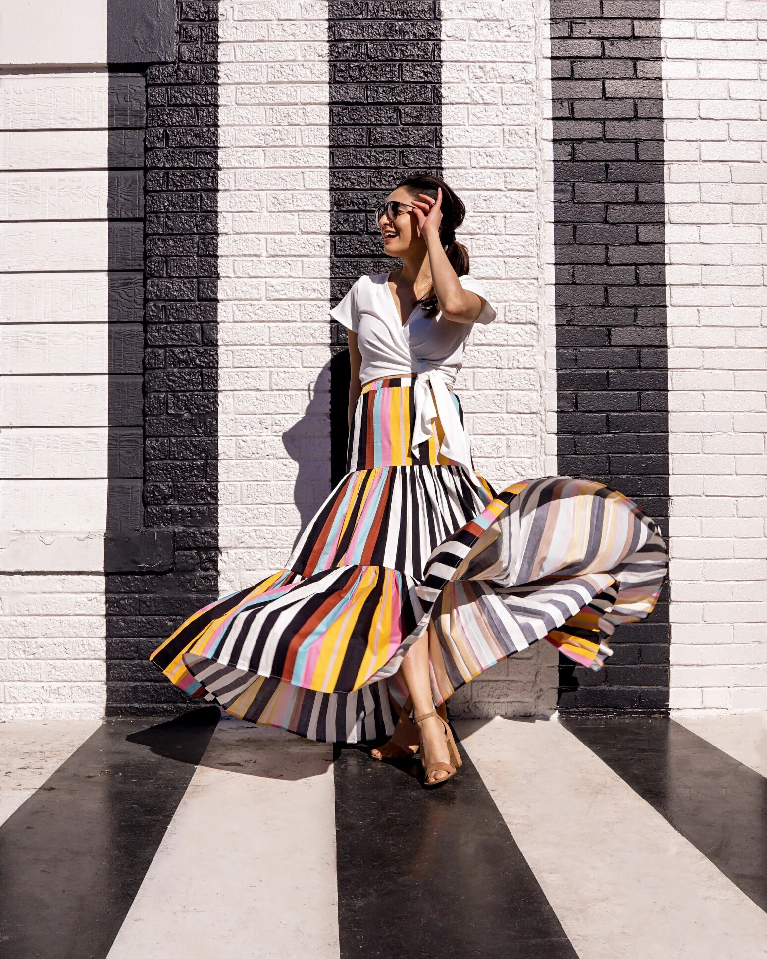 Tiered || Stripe Maxi Skirt with Wrap Top