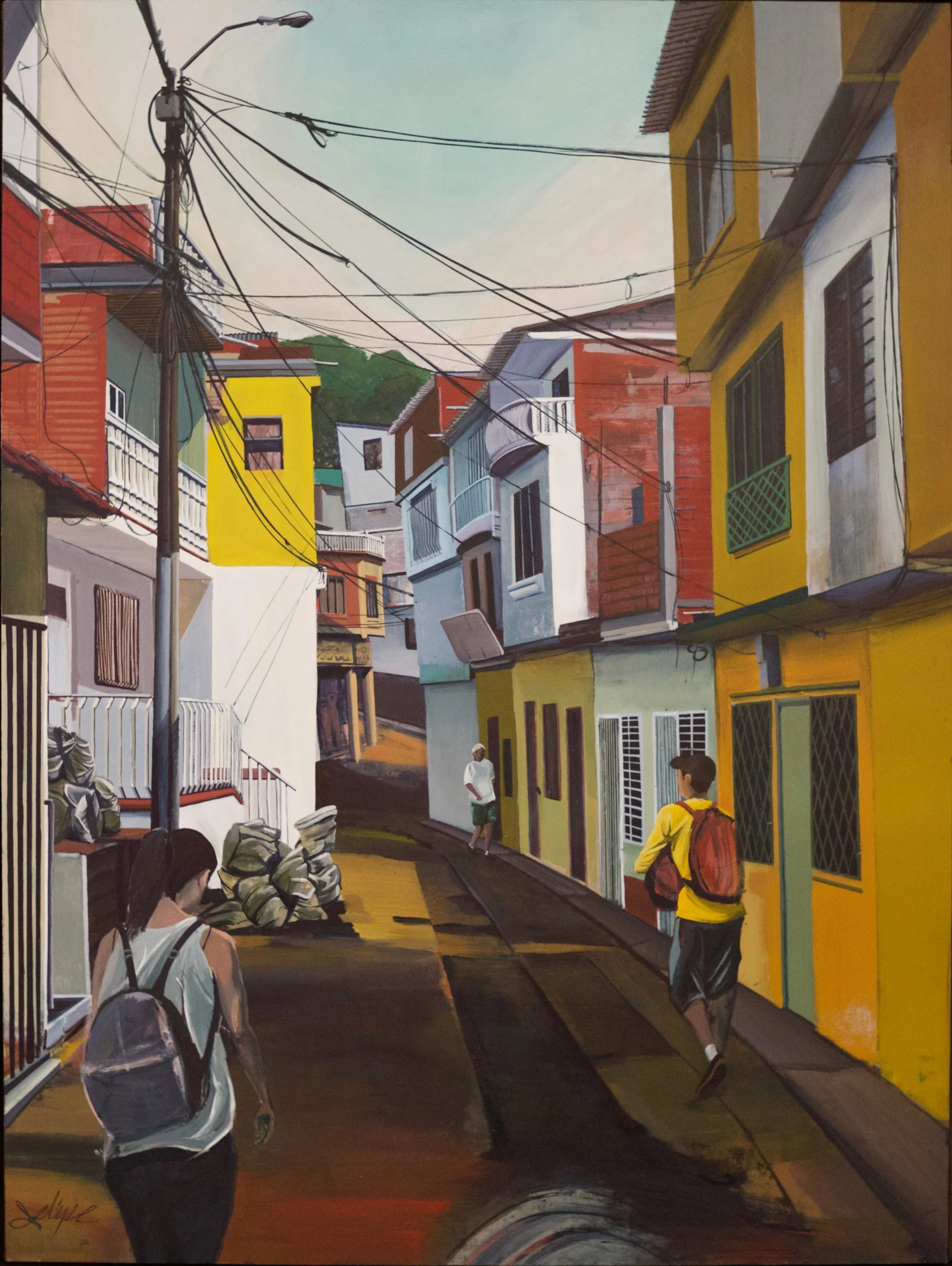 La Pendiente 2017. Acrylic on wood. 48in. x 37in.