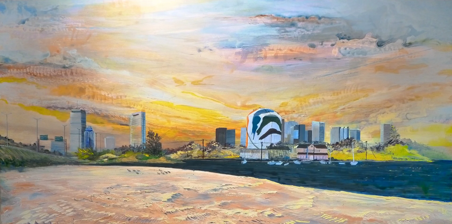 Tenean Beach 2012. Acrylic on wood. 26in. x 60in.