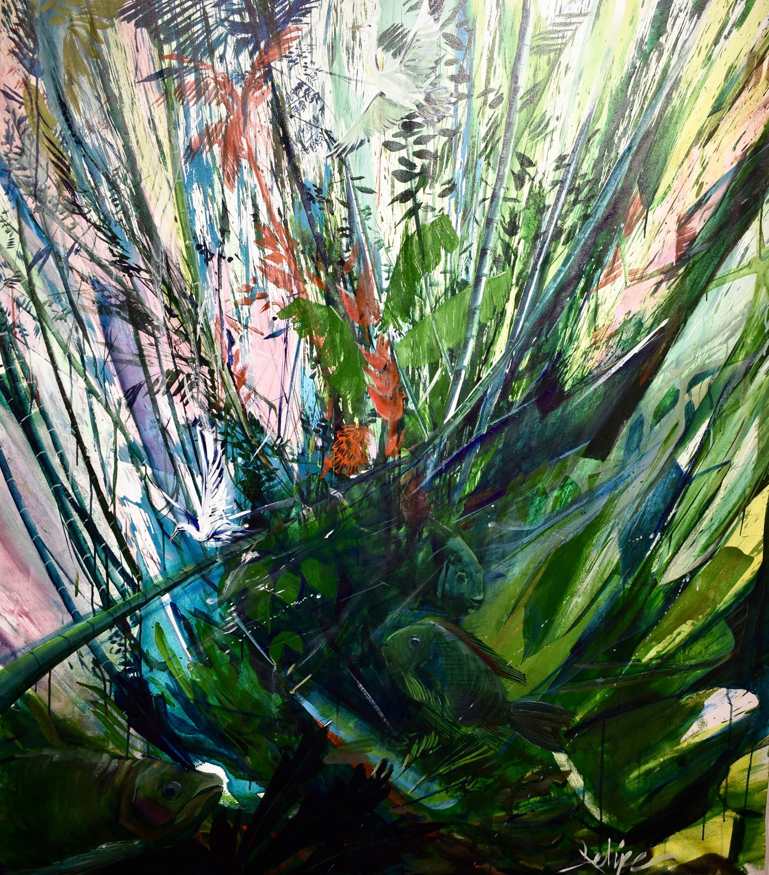 Chromatic Dimensions: Chrome Green. 2018. Acrylic on canvas. 60in. x 48in.