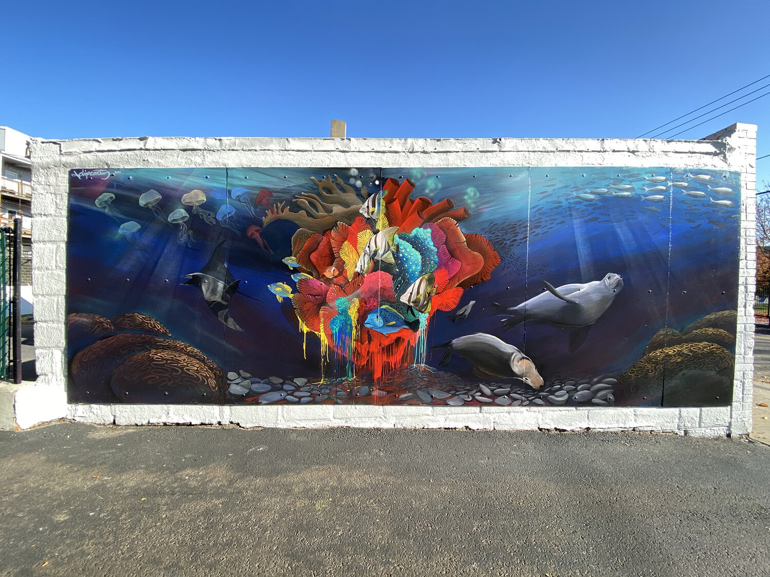 Heart of the Ocean for SeaWalls Boston and PangeaSeed Foundation. East Boston, MA. 18ft x 8ft. 2020.