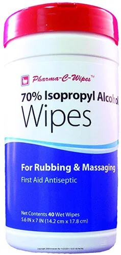 70% isopropyl alcohol is highly effective at killing bacteria. Pictured: Alcohol wipes .