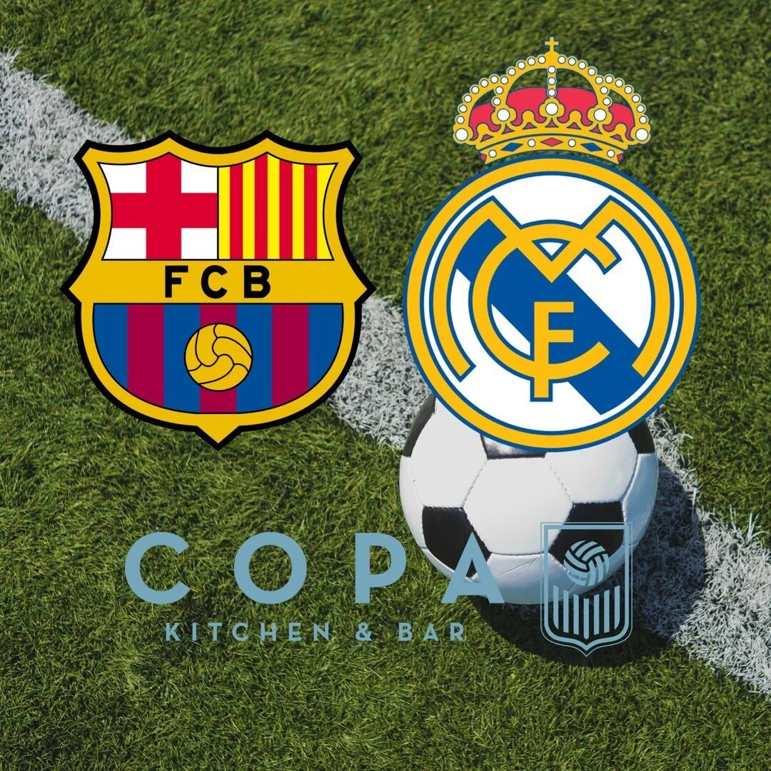 El Clasico is back!⠀⠀⠀⠀⠀⠀⠀⠀⠀ Real Madrid faces Barcelona Sunday October 24th and we&rsquo;ll be opening early so you can catch the entire game.⠀⠀⠀⠀⠀⠀⠀⠀⠀ ⠀⠀⠀⠀⠀⠀⠀⠀⠀ Copa will open its doors at 10am. Join us for brunch and cheer on your team ⚽️.