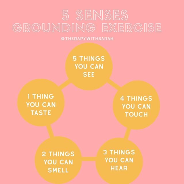 The next time you are feeling super anxious, overwhelmed, or even panicked, try this exercise! First name 5 things you can see, then 4 things you can touch, 3 things you can hear, 2 things you can smell and finally 1 thing you can taste. ⁣⁣
⁣⁣
I am a