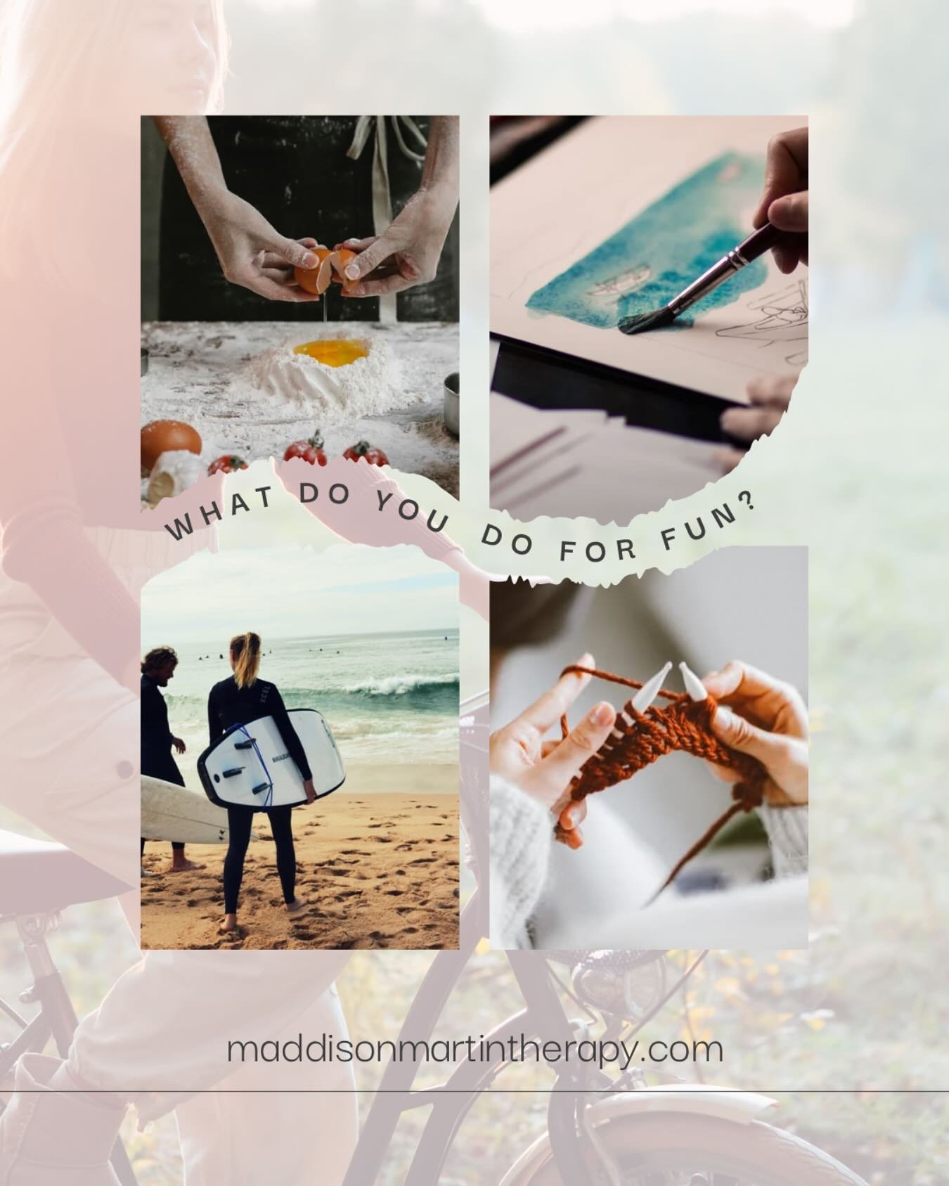 What Do You Do For Fun? 

&ldquo;If you dread the question &lsquo;what do you do for fun?&rsquo; you are definitely not alone. Somewhere between childhood and adulthood, we stopped having time for ourselves and fell out of the hobbies or activities w