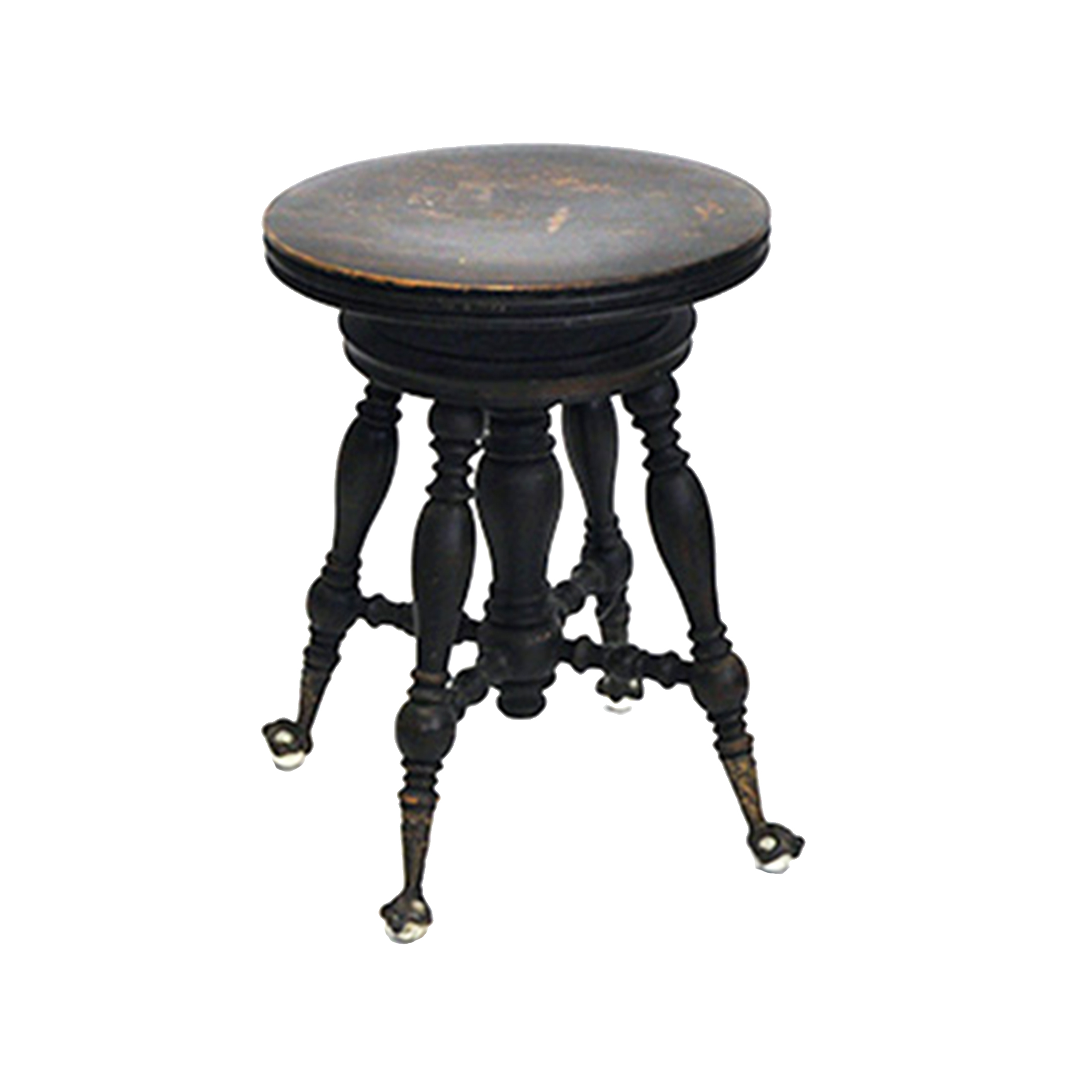Antique Victorian Wood Adjustable Swivel Piano Stool