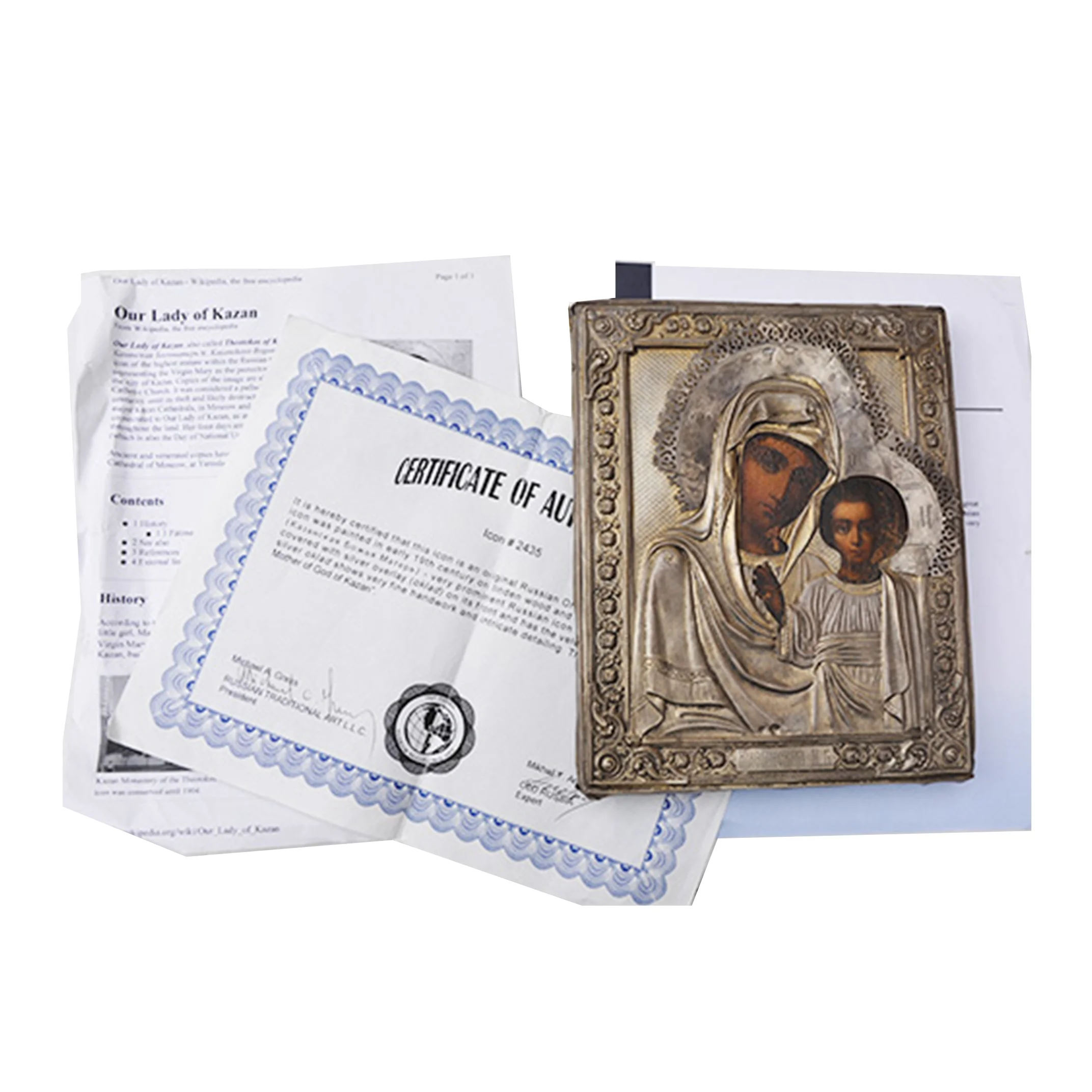 19 C. Silver Russian Icon - Madona and Child